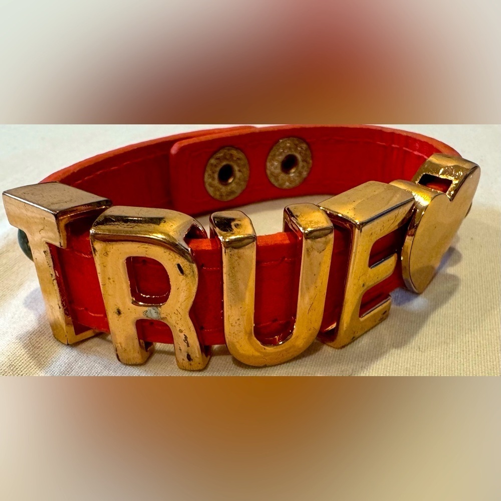 BCBG Generation True Love letter charm bracelet buttons gold orange snap heart